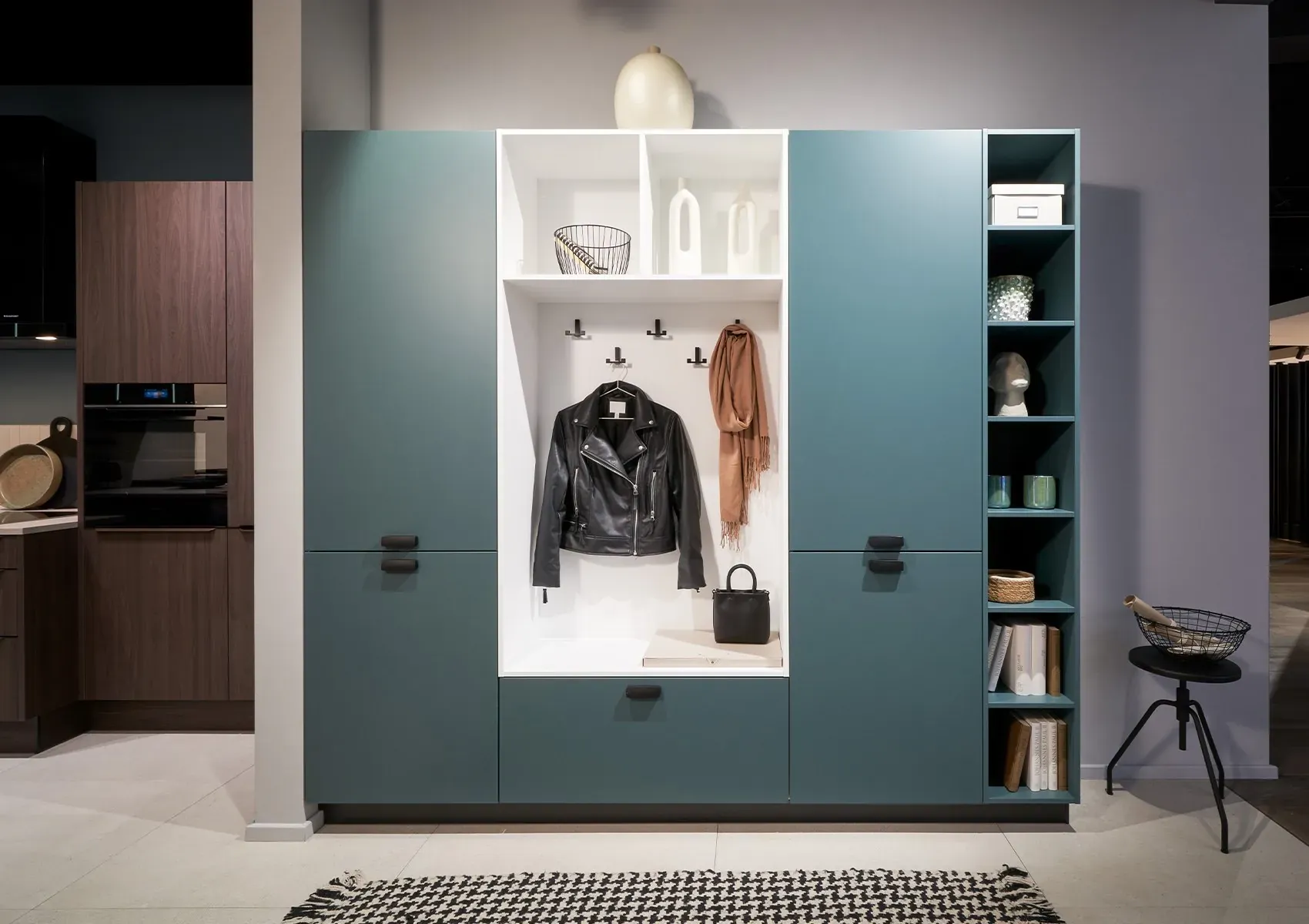 Garderobe PORTO SELECTION in Azur mit Sitzbank und Regal